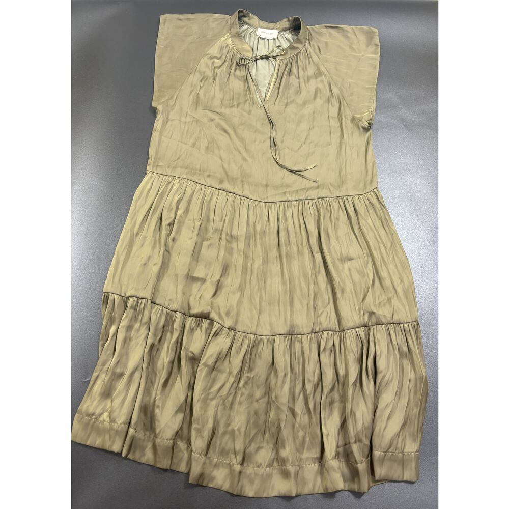 Zadig & Voltaire NWOT Rito Tiered Satin Dress in‎ Kaki Green Size XS MSRP $398 - Picture 3 of 7
